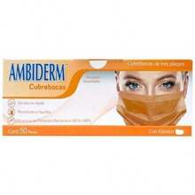 CUBREBOCAS DE 3 PLIEGOS C/ELÁSTICO COLORFULL CAJA C/50 PZAS - NARANJA - Ver 2