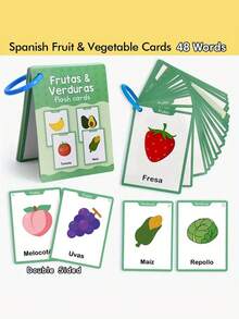 Fruit & Vegetable English Word Flash Cards, Educational Toys For Early Childhood English Learning