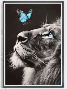 Kit de pictură cu diamant 5D - Artă cu leu cu tematică animală, artă cu diamant rotund DIY, potrivită pentru începători, cadou decor de perete