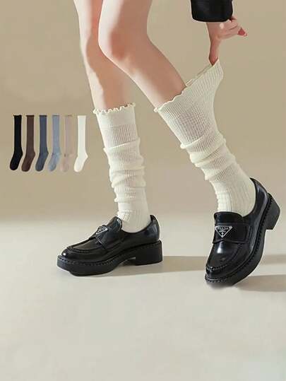 3 paia di calze alla caviglia da donna a colori casuali, con bordo arricciato, colori a contrasto, di alta qualità, traspiranti e assorbenti, adatte per uso quotidiano, primavera/autunno