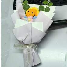 Flor de girasol y cara sonriente tejida a mano a ganchillo, regalo de cumpleaños para la novia
