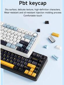 AULA F75 Bluetooth /2.4G Wireless/Wired Three-Mode Custom Mechanical Gaming Keyboard Custom Hot-Swapable PBT Gasket 75% Layout, OEM Contour Gasket Structure RGB Suitable For PC Laptop Gamers