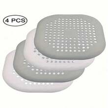 4 pièces Protecteur de drain réutilisable en silicone avec ventouse, capteur de cheveux pour évier de cuisine et drain de douche, blanc/gris, couvre-drain de douche, capteur de cheveux de drain de douche jetable, drain de salle de bain, capteur de cheveux pour baignoire, couvre-drain de douche plat, design à ventouse, protecteur de drain sans couture, poignée antidérapante, silicone durable, passoire d'évier, entretien ménager, nettoyage domestique