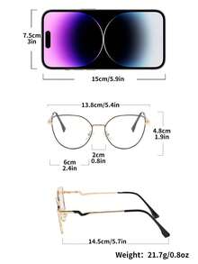1pc Cat Eye Round Frame Decorative Glasses For Phone, Computer, Reading, Available In Multiple Colors, Fashion Versatile Women Non-Prescription Glasses