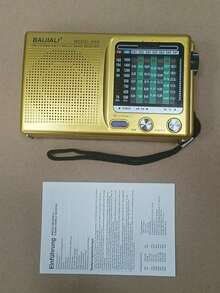 便携式 AM/FM 收音机，全频段收音机，单声道，数字处理芯片，电池供电，超长续航，带闹钟和睡眠功能，复古全频段收音机 - 黑色 - 查看 9