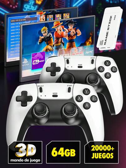 Consola de Videojuegos Retro Game Stick 4K,Consola de Juegos Retro 64G,20000+ Juegos,23 Emuladores Clásicos,Salida HDMI TV Videojuegos,con Controladores Inalámbricos Duales de 2.4, portátil ,Gportátil , GBA, PS1, Arcade,Adecuado como regalo para novios, regalos para novias, regalos de cumpleaños, regalos para el Día del Niño, regalos de Navidad y regalos para amigos