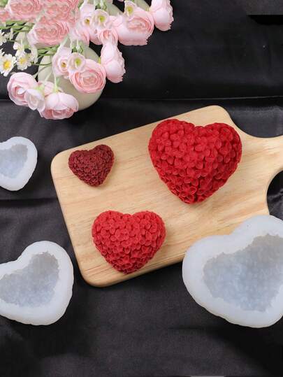 1 Set Silicone Heart-Shaped Candle Wax Mold, Floral PatternAsymmetricalar Shape, Suitable For DIY Scented Candles, Valentine's Day Gift Box Decoration