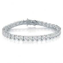 MDFUN Pulseira de Tênis para Mulheres e Homens | 4MM Cubic Zirconia | Pulseiras Banhadas a Ouro Branco/Amarelo 18K | Zircônia Cúbica com Fixação de 4 Garras