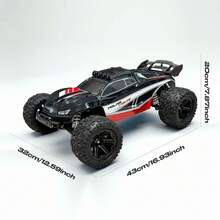 1:8 Scale Full Scale High Speed RC Car, 2.4Ghz Fernbedienung Lkw, All Terrain Anwendung, Lenkung Dual Rate Einstellung, Fahrrichtung Einstellung, Lenkung Trimming, Verstellbare Stoßdämpfung, Anti-Rutsch Verschleißfeste Reifen, Unabhängige Stoßdämpfung, Geburtstag Weihnachten Ostergeschenke - Schwarz - Übersicht 11