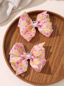 2个/6个女孩水果草莓柠檬蝴蝶结爱心发夹套装 - 彩色 - 查看 8