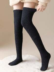 Women's Thigh-High Fuzzy Socks, Soft Warm Long Stockings, Comfortable Plush Slippers - Multicolor - View 11
