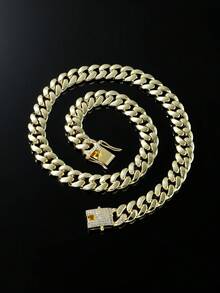 1 Set Men's Hip Hop Style Classic Smooth Cuban Link Chain Necklace And Bracelet Set - Style a - View 12