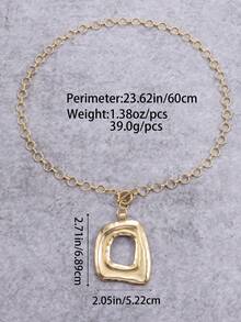 1PC Retro Simple Elegant Luxury Bohemian Matte Gold Asymmetric Geometric Hollow Square Pendant Necklace With Metal Chain, Perfect For Women's Daily Wear And Beach Styling Halloween Christmas Mother's Day Gift