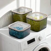 1pc/2pcs Plastic Laundry Detergent Storage Box, Multifunctional Bathroom Organizer And Storage Container For Laundry Powder, Bath Bombs, Fragrance Boosters, Space-Saving Kitchen And Laundry Room Storage, Lightweight Laundry Organizer, Cabinet/Countertop Storage Box, Suitable For Dishwasher Tablets, Dish Soap, Durable Plastic Laundry Powder Box With Lid, Suitable For Laundry Room, Bathroom Organization And Home Storage - Transparent Black - View 10