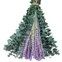 68 Eucalyptus Branches And Lavender Bouquets, Suitable For Shower Rooms, 17-Inch Upgraded Hanging Shower Flower Rack, Natural Real Eucalyptus Leaves And Lavender Branches, Aromatic Bathroom Decorations. - 綠色紫色 - 查看 8