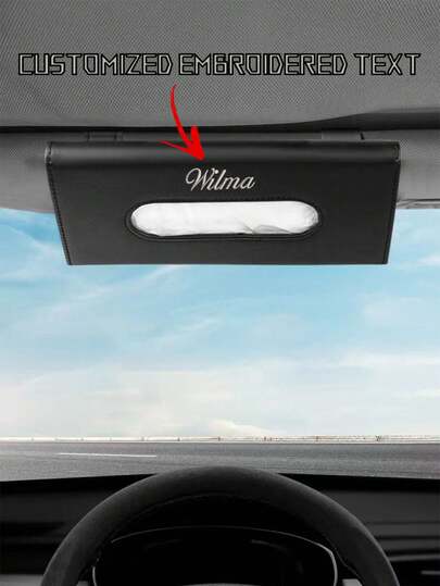 1 cutie de șervețele personalizată, brodată, pentru mașină, cutie de șervețele pentru parasolar auto, cadou personalizat pentru mașină, cutie de șervețele creativă pentru mașină