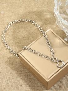 1 pieza de collar de acero inoxidable, hebilla en forma de corazón hueco, elegante y de moda, adecuado para mujeres, resistente al desgaste y lavable, apropiado para el trabajo y reuniones, disponible en todas las estaciones, regalo perfecto