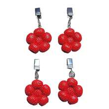 Home Set Of 4 Red Flower Resin Tablecloth Weights Clips Red Flower Handicraft Tablecloth Clips Pack Of 4{"Color_name":"RedFlower"} - Multicolor12 - View 1