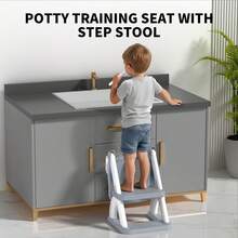 Potty Training Toilet Seat With Step Stool Ladder, 2-In-1 Toddler Potty Seat With Removable Triangular Stable Base, Splash Guard, Non-Slip Pads And Step Stool, Dinosaur Design With Multiple Color Options - Grey - View 6