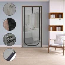 Upgraded Pet Screen Door Fits Doors Up To 30"X80",Heavy Duty Cat Proof Mesh Screen Door With Zipper Closure,Prevent Cats Running Out From Home,Bedroom,Living Room,Kitchen(U-Type,Black),21789261