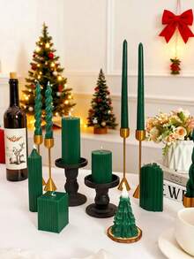 Christmas Home Decor Scented Candle On Long Stick, White Twisted Candle, Soy Wax Scented Candle, High Quality Smokeless, Home Decor, Room Decor, Wedding Decor, Tabletop Decor, Scented Gift Christmas Decorations, Christmas Gifts - Dark Green - View 5