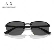 Armani 0AX2048S 600087 Sunglasses - Eye-Catching Summer Style - Men's Metal Frame Sunglasses - Low-Key, High-Quality Design - Dark Grey Lenses And Matte Black Temples - Matte Black - View 3