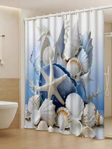 1/4 Stücke kreatives Korallen-Seestern-Muscheldesign Duschvorhang und Liner Set, Heimdekoration Vorhang, Badezimmer Duschvorleger, moderne Badezimmervorhänge, wasserdicht, Badezimmer Teppich, U-förmige Toilettenvorleger, Toilettendeckel, 12 Haken, geeignet für Heimdekoration, Feiertage, tägliche Dekoration, Weihnachtsdekoration, Badezimmerdekoration, Duschdekor, ideales Geschenk