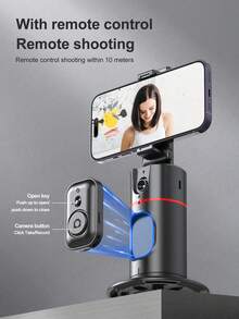 AXNEN Estabilizador de cardán giratorio a 360° para teléfonos inteligentes, cardán de escritorio con seguimiento facial para grabación anti-sacudidas, vlogging, transmisión en vivo de teléfonos inteligentes - Multicolor - Ver 8