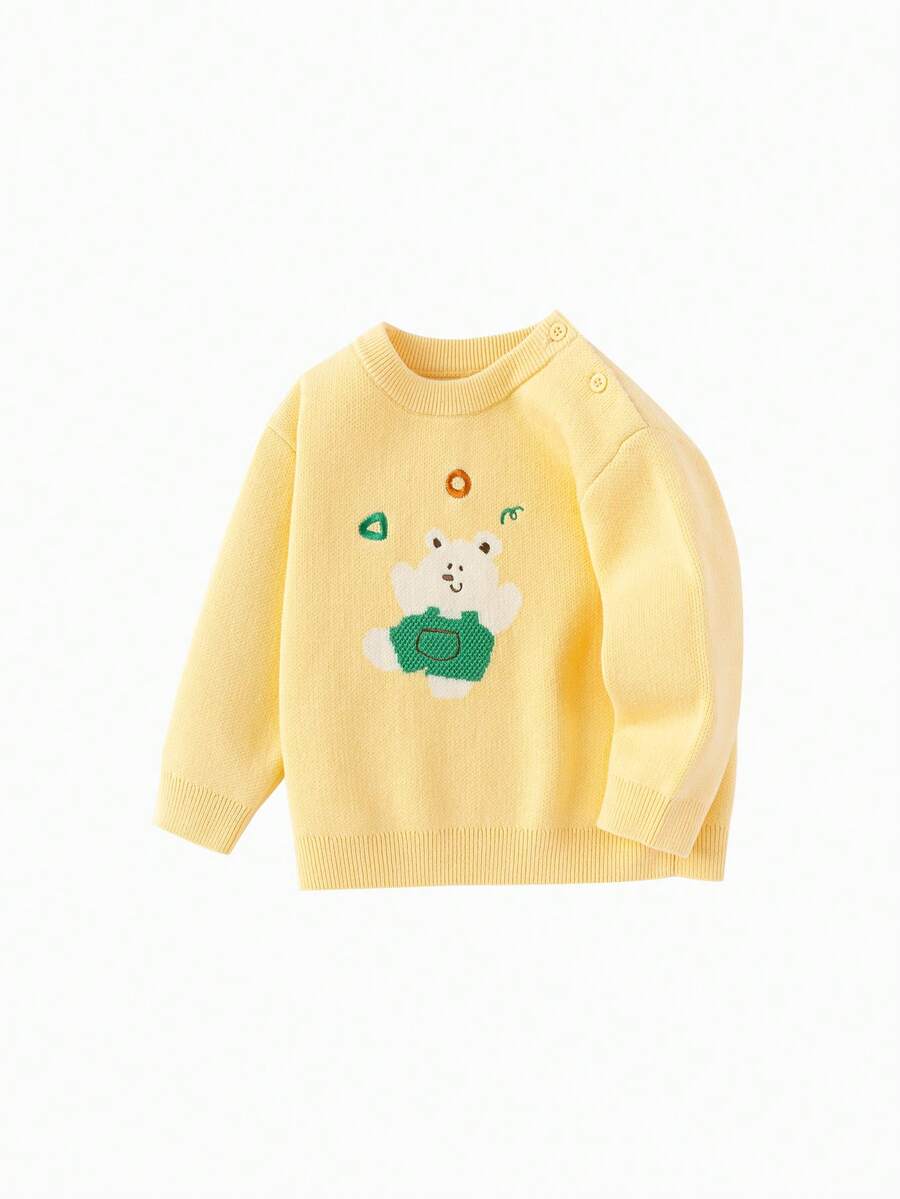 Balabala 2025冬季男童纯棉针织毛衣，卡通图案打底衫，男女童皆宜 - 黃色調 - 查看 1
