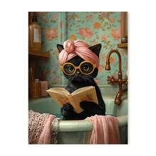 1pc Unframed Colorful Tiger Cheetah Black Cat In Bathtub Wall Art Canvas Painting Abstract Pink Animals Prints Posters Living Room Home Decor