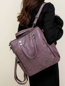 Anti-Theft Vintage PU Soft Leather Backpack, Women's Wallet, Multi-Functional Fashion Daily Bag, Multi-Pocket Lightweight Travel Bag, Large Capacity Minimalist Backpack, Convenient Backpack, Suitable For Students, Nurses, Teachers, Business People, Travel, Business Trips, Commuting, Shopping, Office, Dates, Hiking, Training, Work, Birthday Gifts, Holiday Gifts, Backpack - Multicolor - View 10