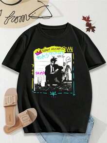 Colorful Basquiat Valentine's Day T-Shirt For Women - Artistic Artwork From Buenos Aires (Dark)Graphic Tees Men Shirts Streetwear White Shirt Black Shirt - màu đen - Xem 1
