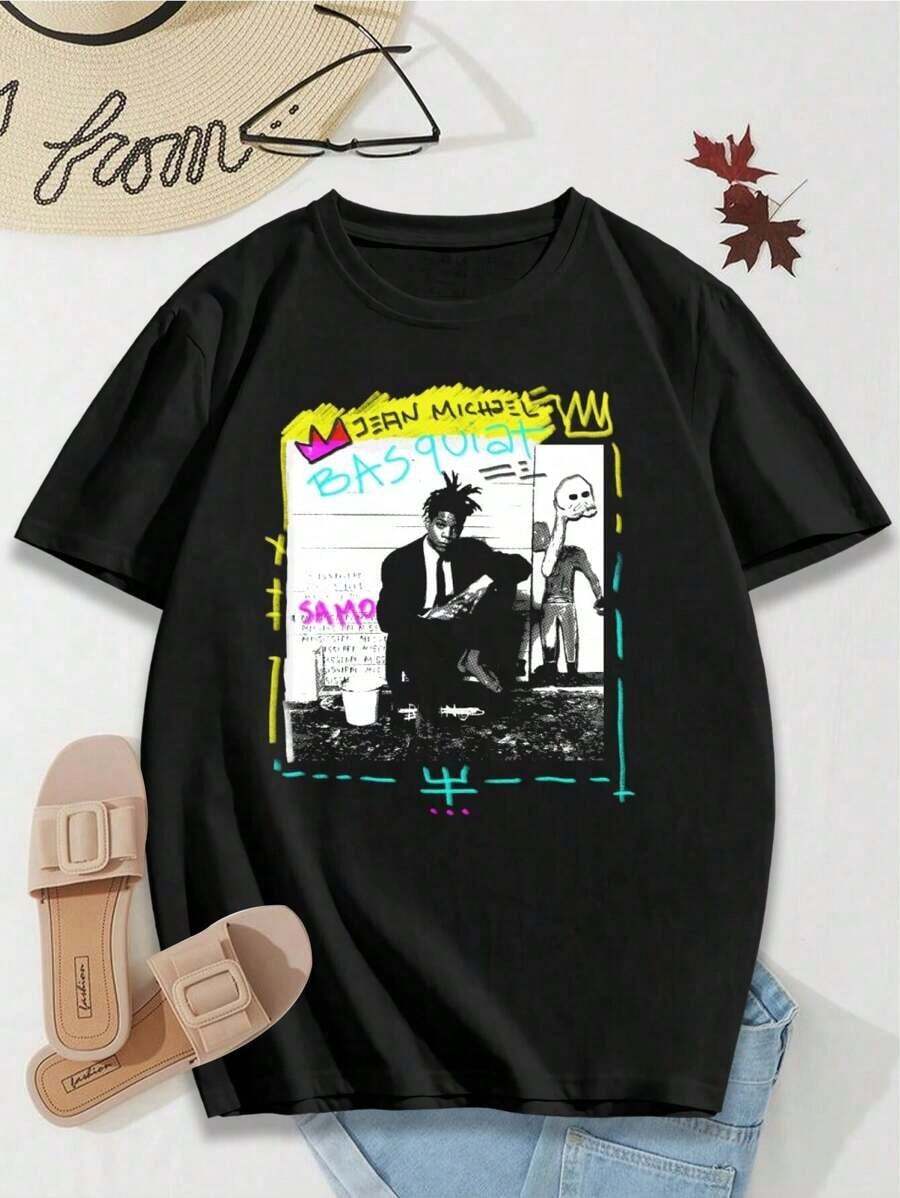 Colorful Basquiat Valentine's Day T-Shirt For Women - Artistic Artwork From Buenos Aires (Dark)Graphic Tees Men Shirts Streetwear White Shirt Black Shirt - màu đen - Xem 1