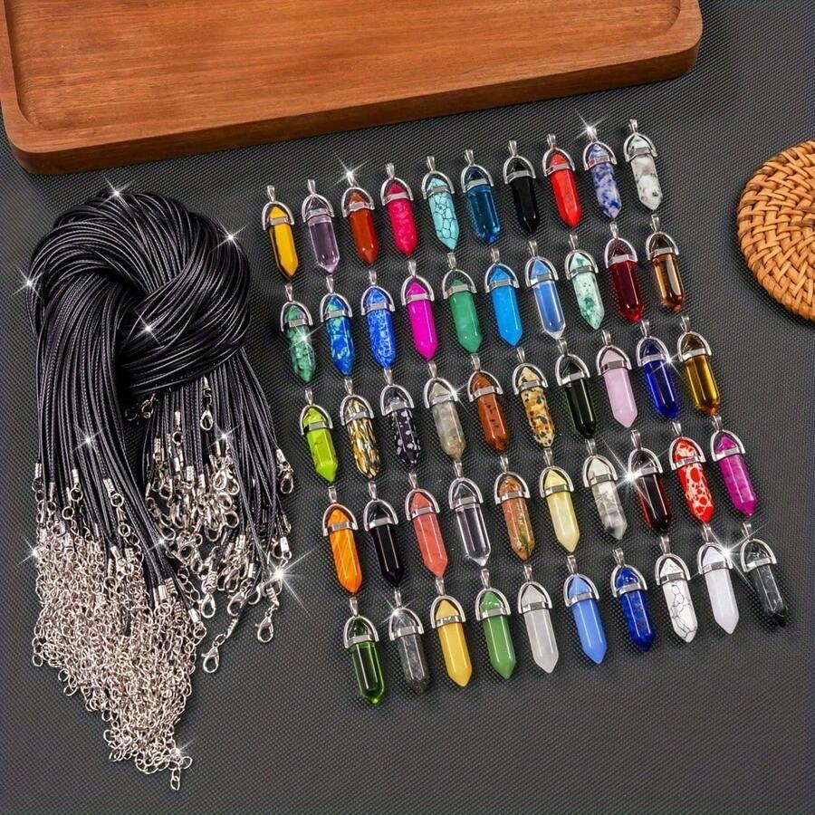 10/40/Pcs Multi-Color Pendant Set - Black Necklace Chain - Jewelry Gift Set (20 Pendants + 20 Chains) - Suitable For Women And Girls - Perfect For DIY Jewelry Making And Fashion Accessories - Ideal Gift For Birthday And Holidays