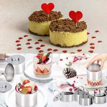 Liuliushun Juego de 6 Anillos de Postre y alianzas de Acero Inoxidable para Tartas para Hornear para Tartas diámetro de 7 5 cm Altura de 4 cm con Elevador + 1 espátula para Tartas - como en la foto - Ver 5