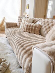 1 件厚毛绒沙发垫套，四季沙发座椅保护套，现代简约沙发套，防尘可洗，柔软防褪色，宠物友好，适合 L 型沙发和 1/2/3/4 座沙发，卡其色 - 卡其色 - 查看 5