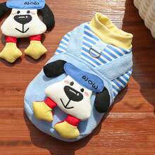 1 件涤纶羊毛宠物服装，条纹图案，温暖舒适的时尚猫/狗背心，适合秋冬季宠物