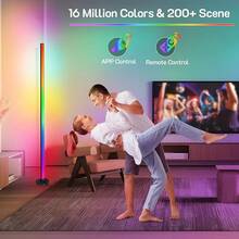 WAYAMY RGB Lampara de Piso Ajustable y Decolorada, Lámpara pie para Salón Inteligente con Control Remoto,Lámpara de pie 2 en 1 RGB de 1.2 metros - 2 - Ver 5