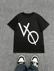 Camiseta para Hombre de 100% Algodón 180g con Diseño Abstracto de Letras Blancas, Estilo Minimalista y Moderno, Ideal para Uso Cotidiano, Ocasiones Informales, Elegante y Sencilla, Negro,camisas de hombre,playeras de hombre,blusas mexicanas de septiembre,ropa de hombre,playeras,halloween,ropa deportiva hombre,playera de hombre,camisas de hombre,halloween,disfraz halloween hombre,playeras,ropa de hombre,camisas,halloween hombre,kpop demon hunter,regalos para tu novio,old money hombre,sudaderas,blusas mexicanas de septiembre. - Negro - Ver 2