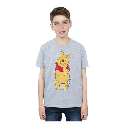 Tottenham Hotspur FC Winnie The Pooh Girls Classic Cotton T-Shirt (Sports Grey) - 100% Ringspun Cotton - 153gsm - (BI671)