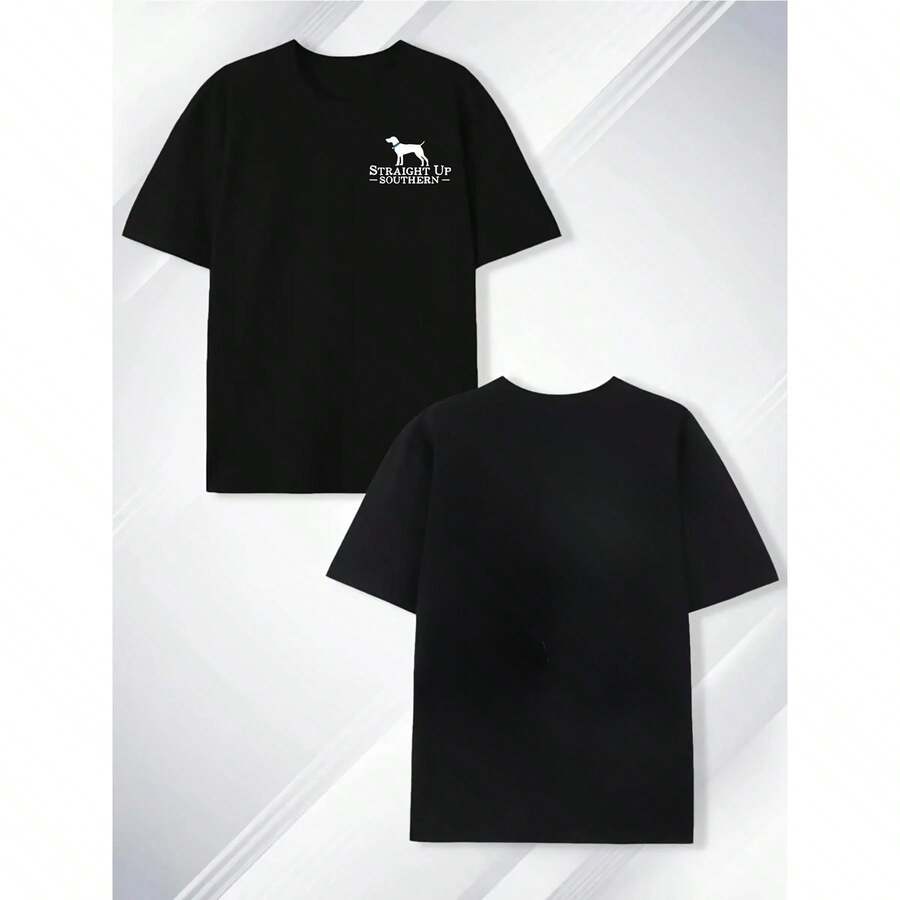 Straight Up Southern Men's 100% Cotton T-Shirt – Double-Sided Print, Navy Crew Neck Short Sleeve, Comfortable &amp; Stylish, Perfect Gift for Casual Attire, Cotton T Shirts - nero - Visualizzare 1