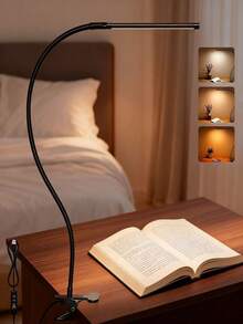 Yogle 1pc LED Desk Lamps For Home Office Tall Desk Light With Base Flexible Gosseneck Adjustable Height 5-Level Dimmable Brightness & Color Architect Lamp For Working Reading Crafting Study Black