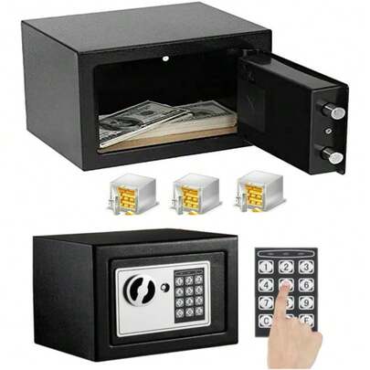  Rigogo Digitaler Safe 4,6 l, 8,5 l, 16 l, Sicherheitssafe für zu Hause mit elektronischem Tastenfeld und 2 Schlüsseln, Stahlkassette für Geld, Schmuck, Dokumente – für Büro, Haus und Hotel