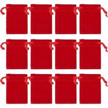2025Nydotd 100pcs 2 X 2.8 Inch Black Velvet Cloth Jewelry Pouches Velvet Drawstring Bags Christmas Candy Gift Bag Pouch For Wedding Favors Gifts, Event Supplies Party Favors - 紅色 - 查看 12