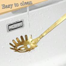 Cuchara espagueti dorada servidor de pasta ReaNea cuchara de pasta de acero inoxidable con dientes tenedor de pasta de metal tenedor de noddle Gold Accesorios de cocina utensilios de cocina