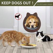 Large Cat Door, Cat Door Interior Door, No Flap Cats Door, Easy To Install, Strong Pet Door For Cat, No Training, Up To 22 LBS, Coffee,21789876