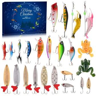 24 Days Advent Calendar Fishing Bait Set, Suitable For Adult Men, Teenagers, Boys, Fishing Accessories - 2025 Christmas Surprise Gift