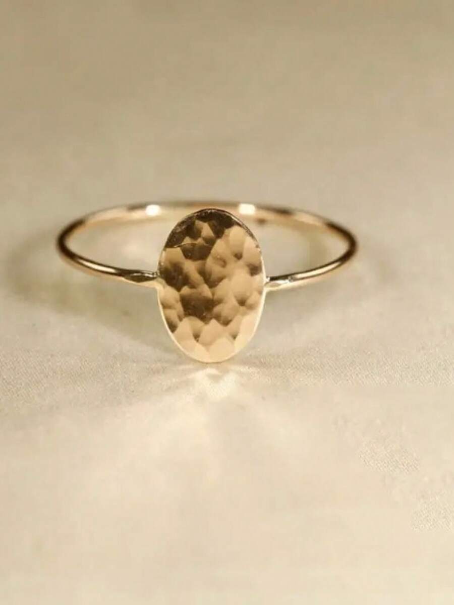 1 Piece Of Vintage Hammered Copper Women's Ring, Suitable For Daily Leisure Travel Party Wear - 金色 - 查看 1