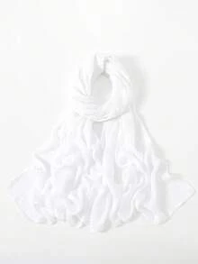 1pc Women's Solid Color Viscose Headscarf, Soft Wide-Edged Headband, Versatile Sun Protection Hijab Scarf, Suitable For Daily Wear For Dress - White - View 5