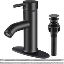Matte Black Bathroom Faucet Single Handle Bathroom Sink Faucet With Pop-Up Drain Vessel Sink Faucet Modern RV Lavatory Faucet For 1 Or 3 Hole Vanity Countertop Installation - Matte Black - View 1
